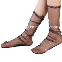 Wholesale transparent sexy girls sheer socks with white socks